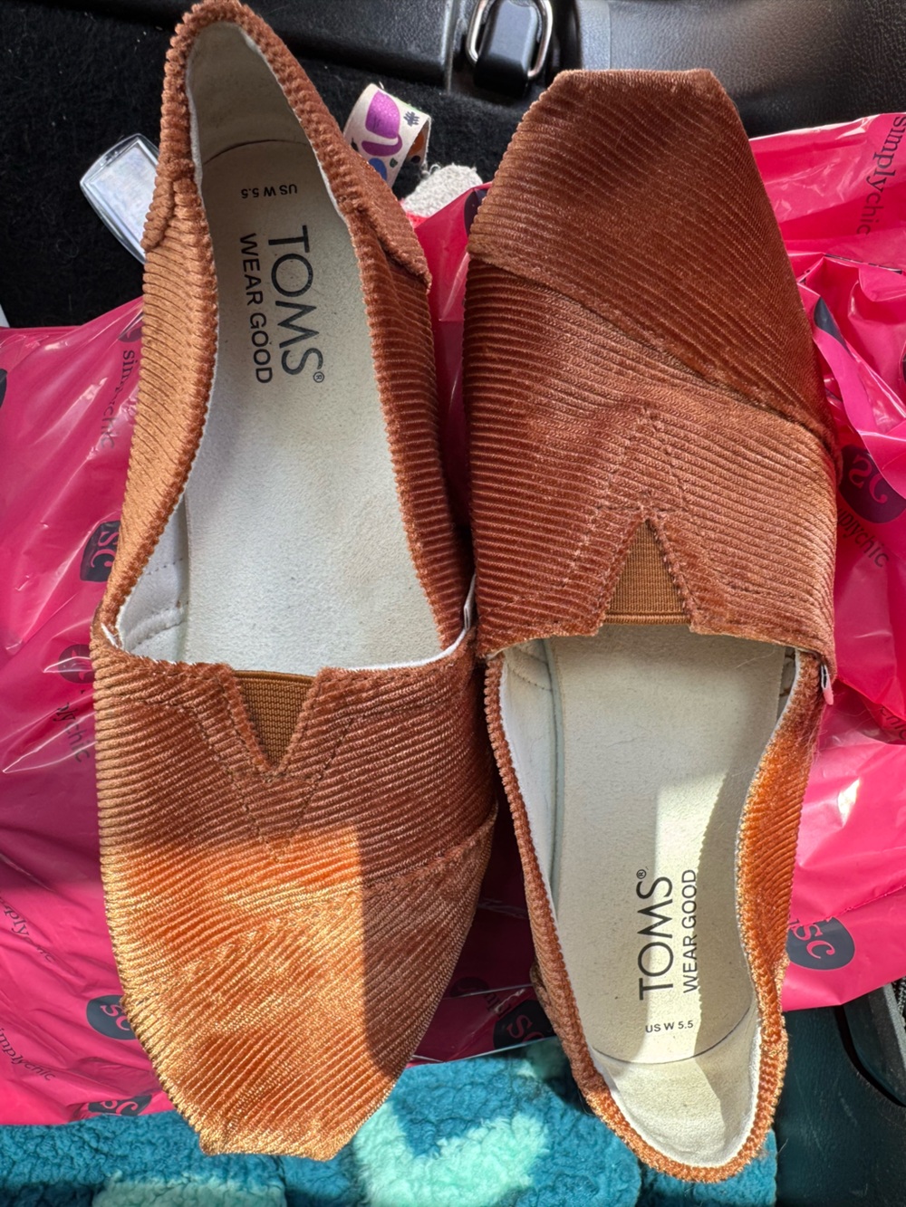 Toms Women's Corduroy Slip-On Flats in Rust Brown